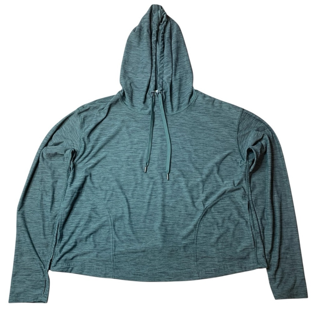 Old Navy Breathe ON Go-Dry Hoodie | Green Heathered Thumbholes - Large